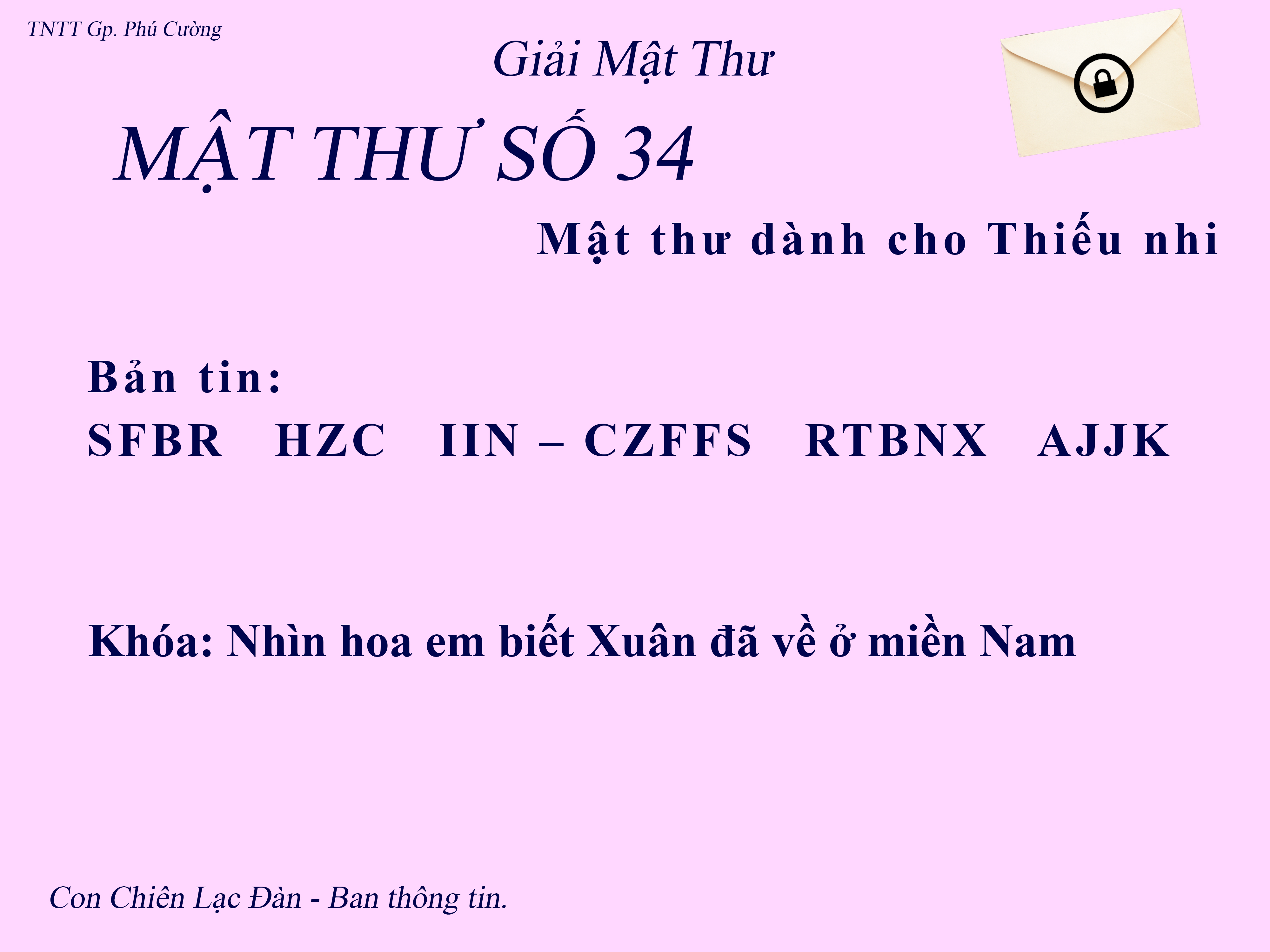 MẬT THƯ SỐ 34