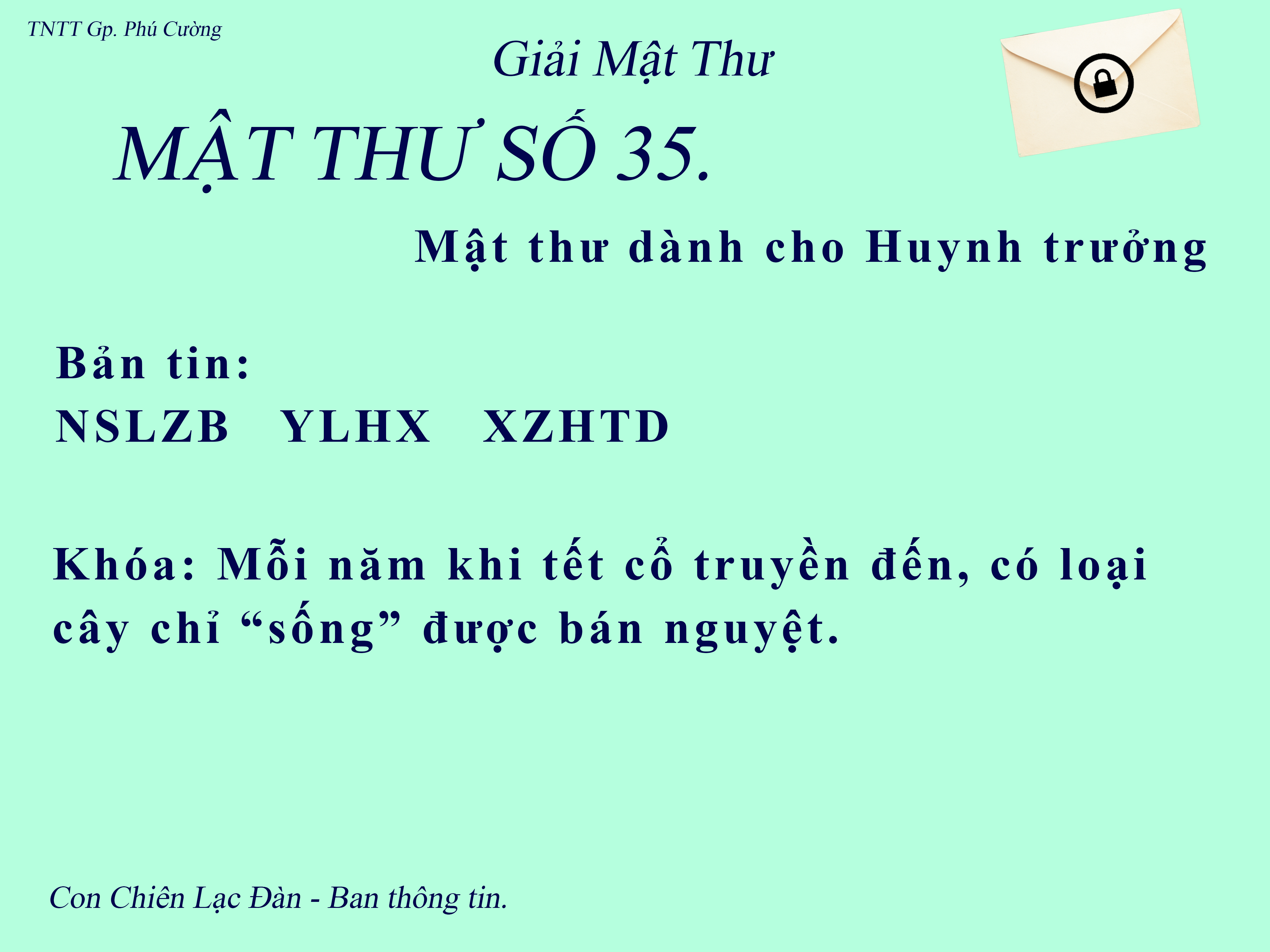 MẬT THƯ SỐ 35