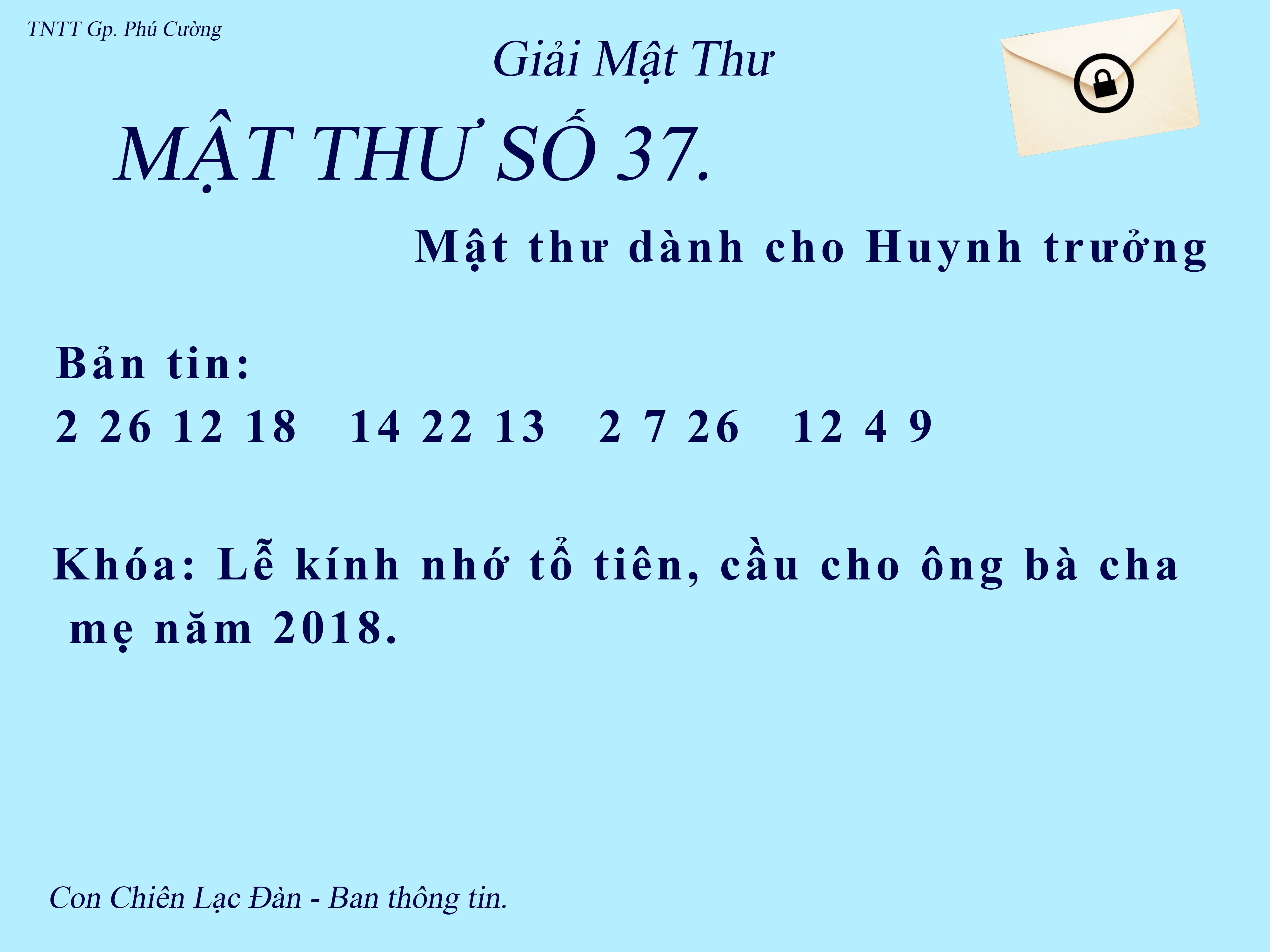 MẬT THƯ SỐ 37