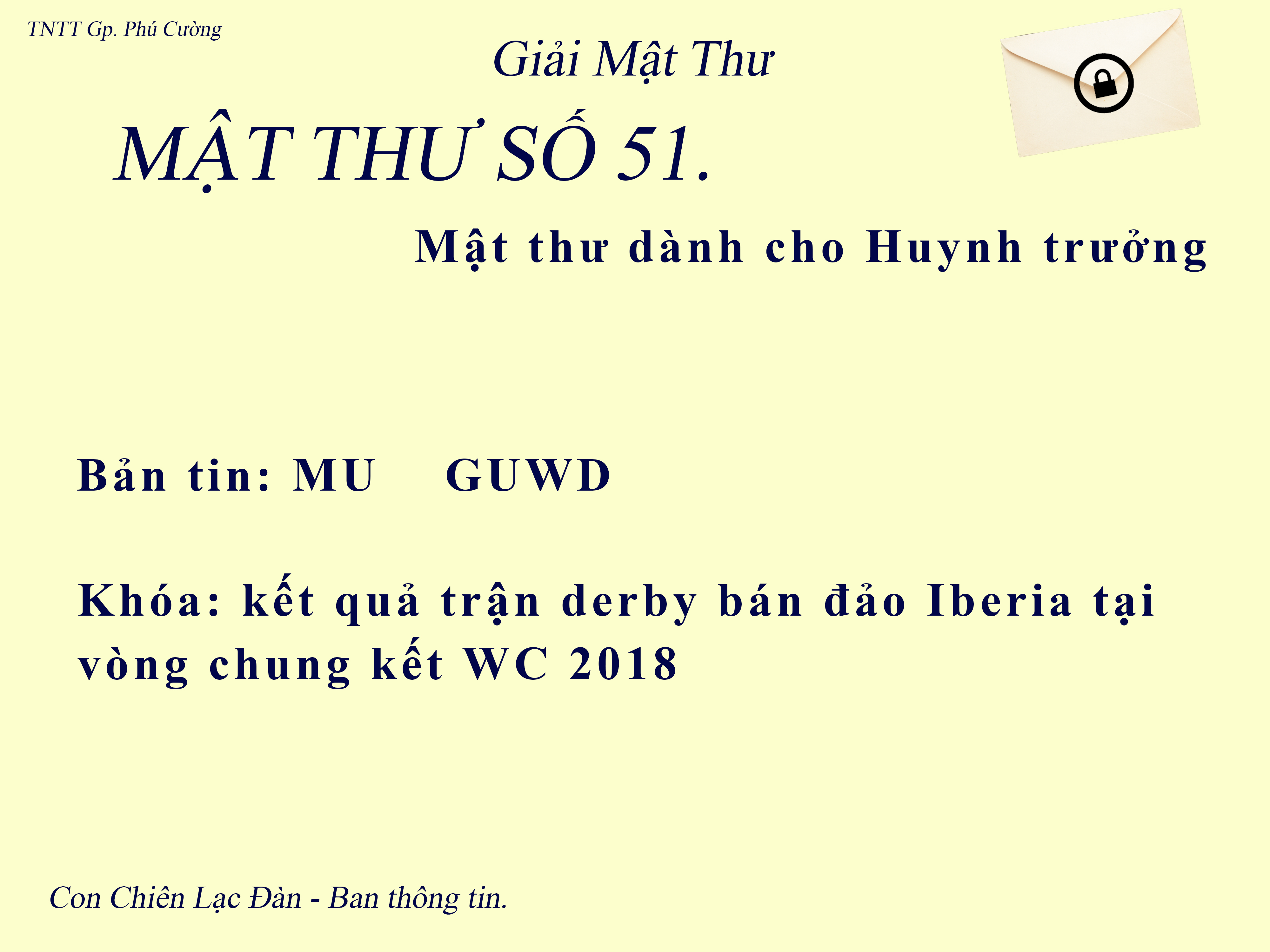 MẬT THƯ SỐ 51