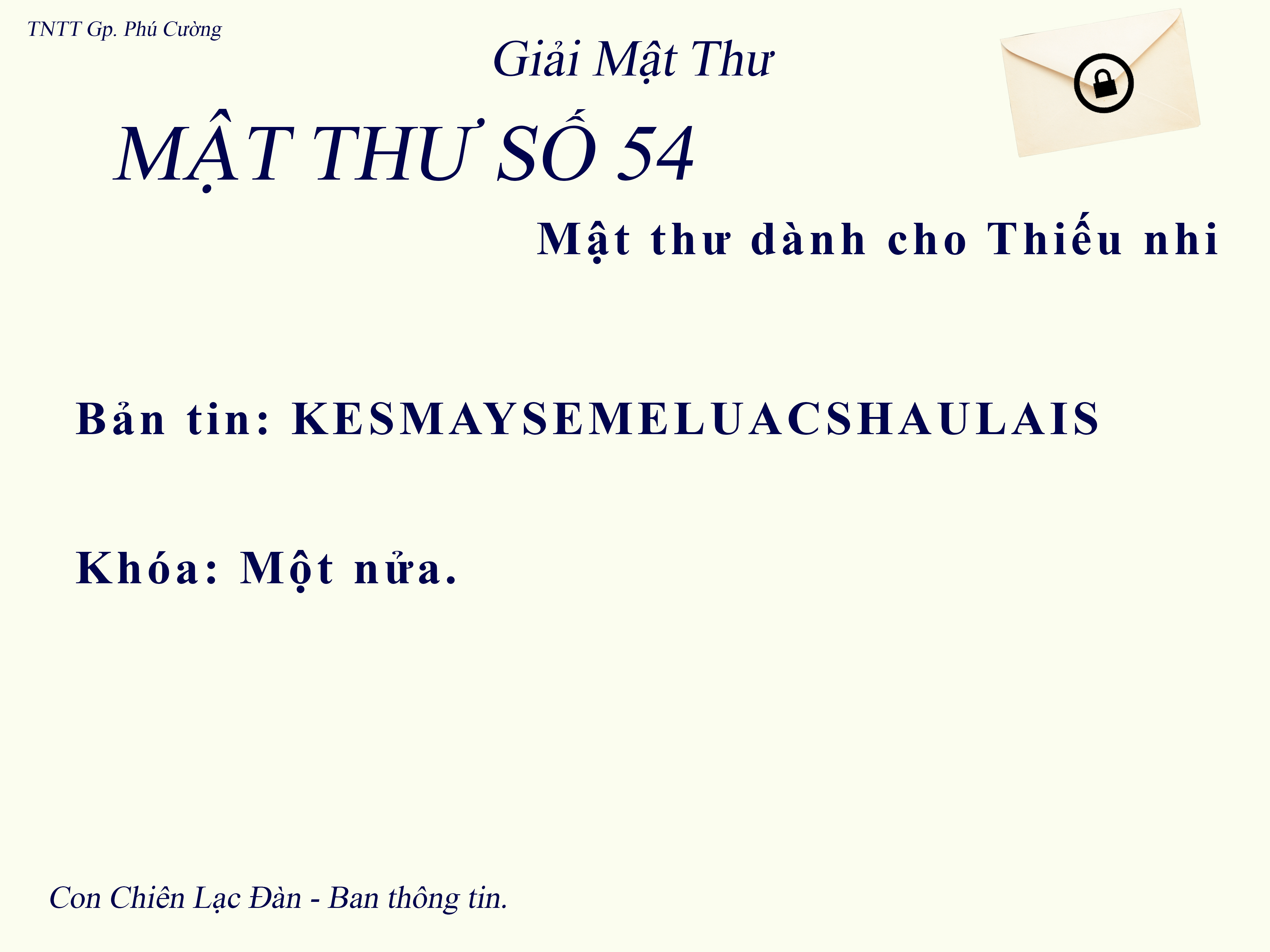 MẬT THƯ SỐ 54