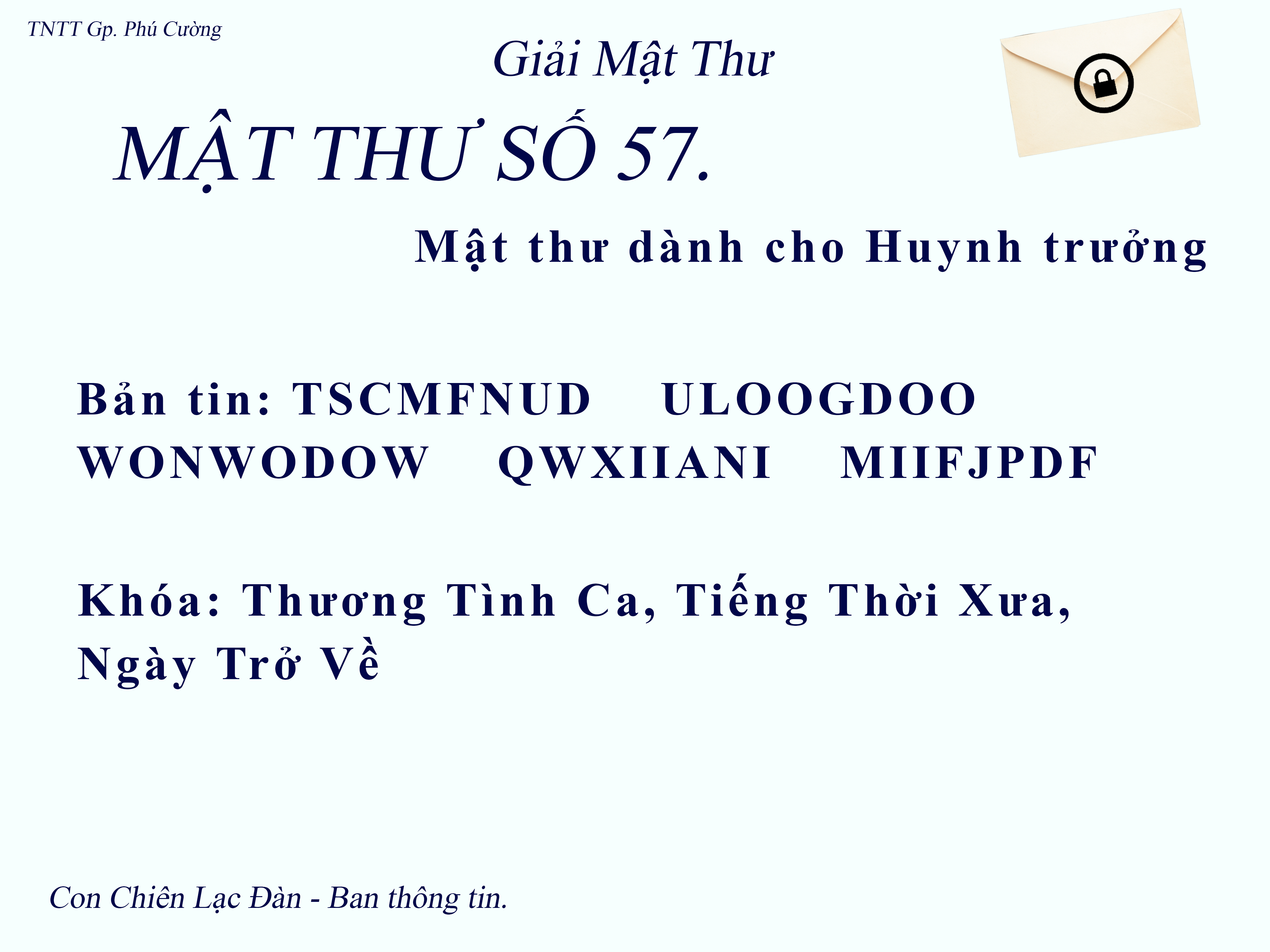 MẬT THƯ SỐ 57