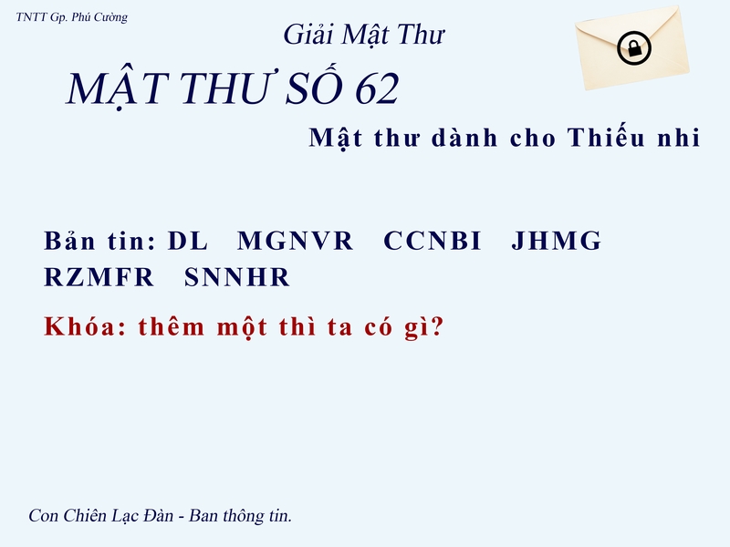 MẬT THƯ SỐ 62