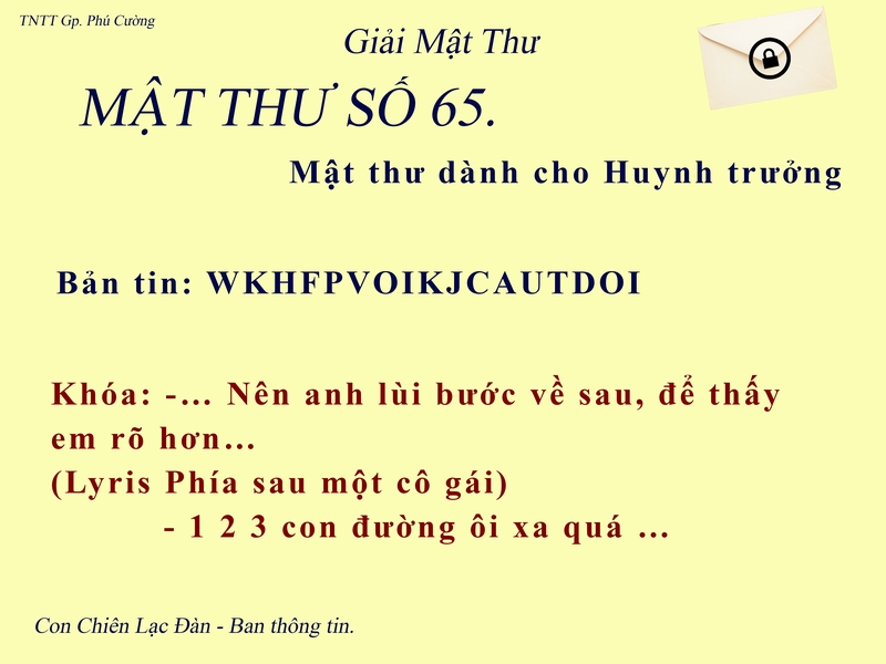 MẬT THƯ SỐ 65