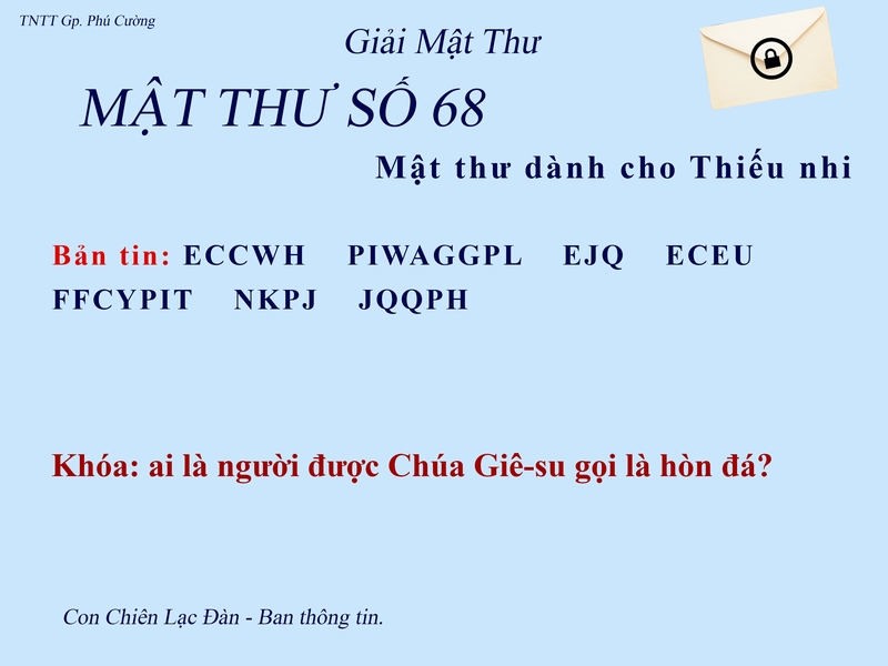 MẬT THƯ SỐ 68