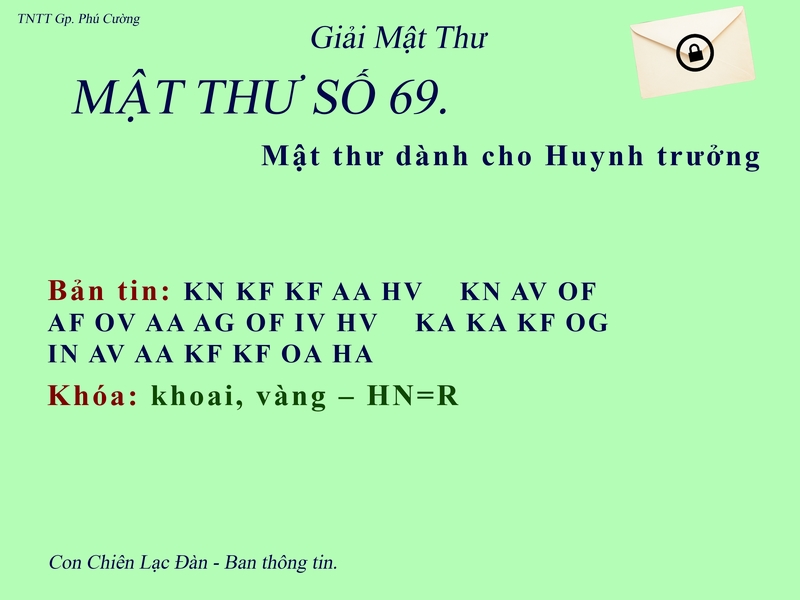 MẬT THƯ SỐ 69