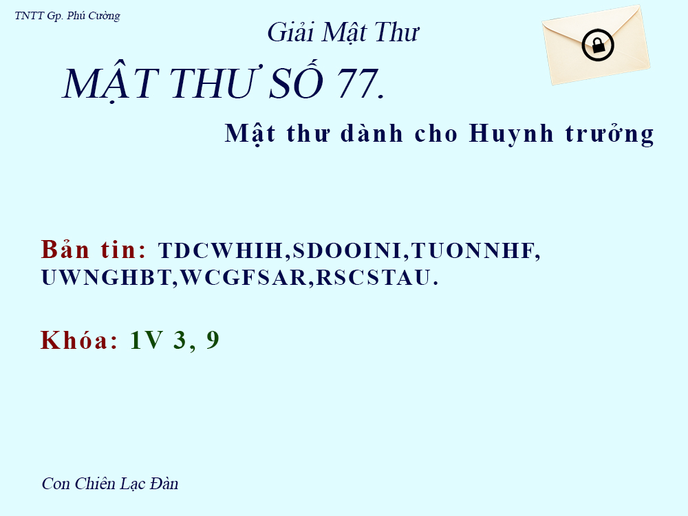 MẬT THƯ SỐ 77