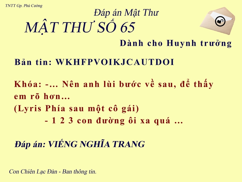 MẬT THƯ SỐ 65