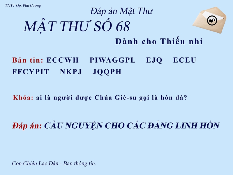 MẬT THƯ SỐ 68