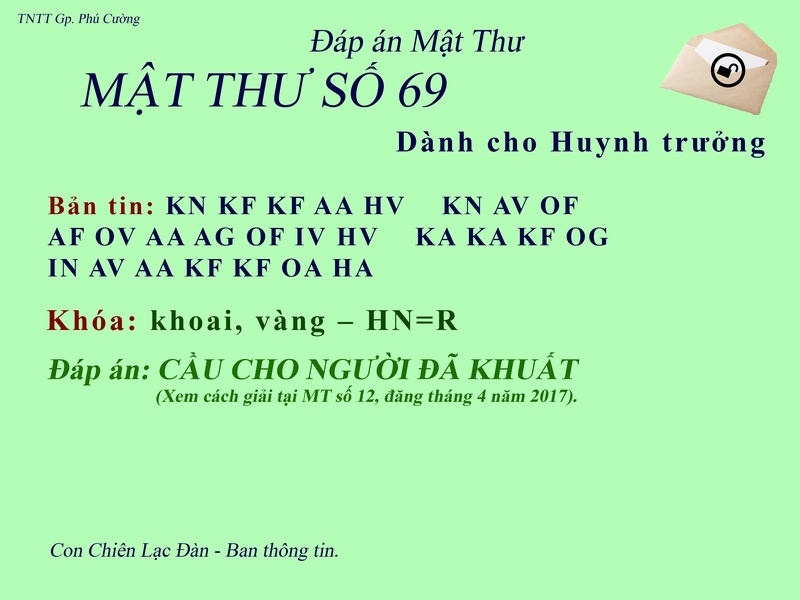 MẬT THƯ SỐ 69