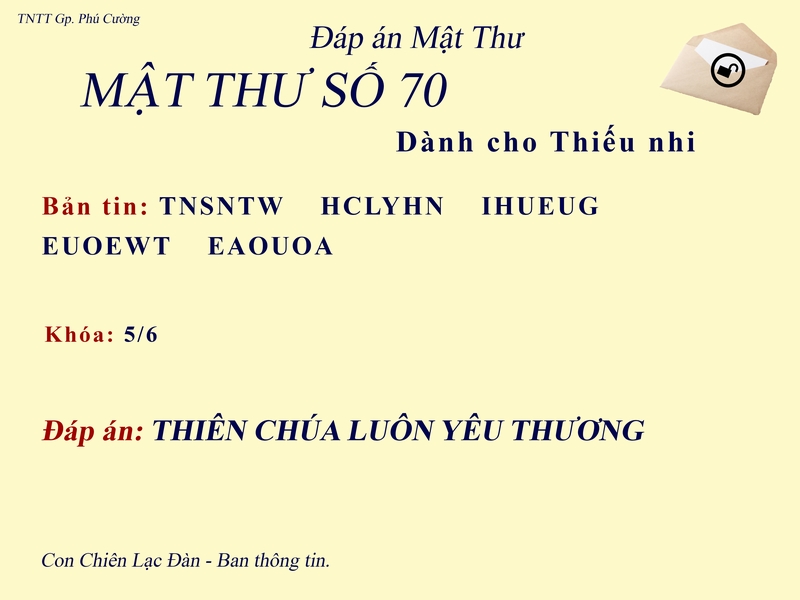 MẬT THƯ SỐ 70