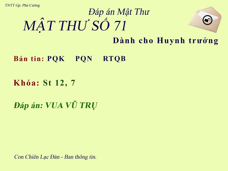 MẬT THƯ SỐ 71