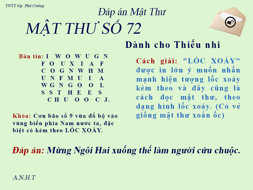 MẬT THƯ SỐ 72