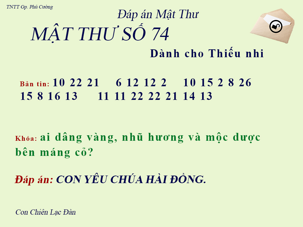 MẬT THƯ SỐ 74