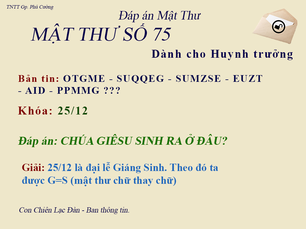 MẬT THƯ SỐ 75