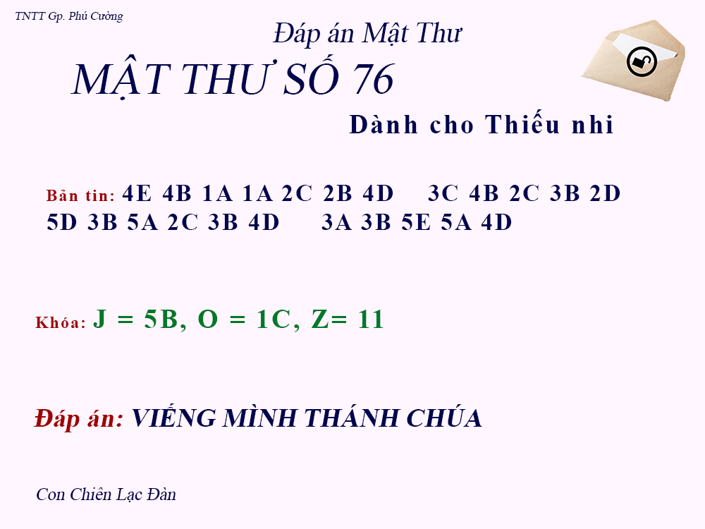 MẬT THƯ SỐ 76