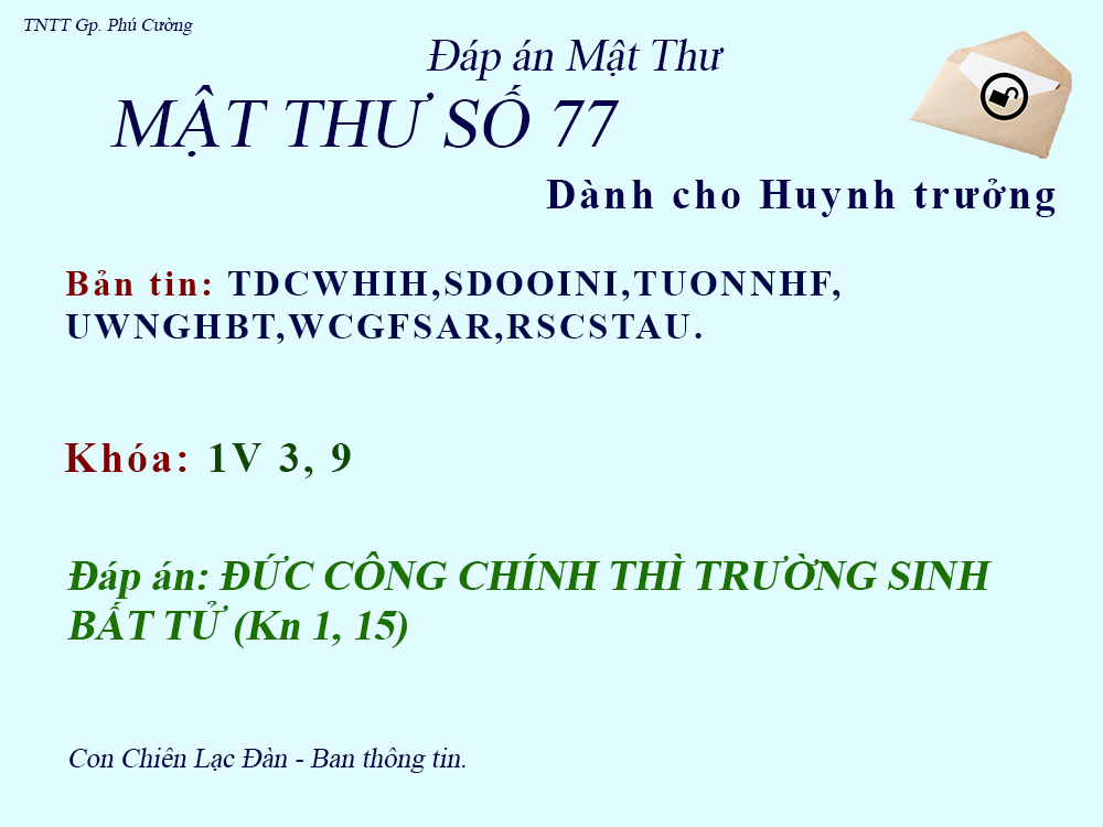 MẬT THƯ SỐ 77