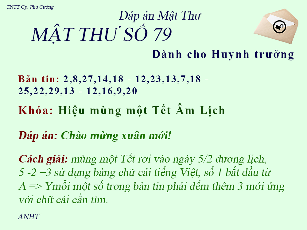 MẬT THƯ SỐ 79