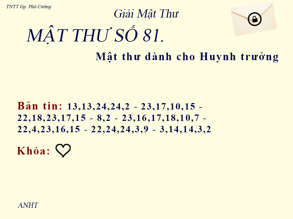 MẬT THƯ SỐ 81