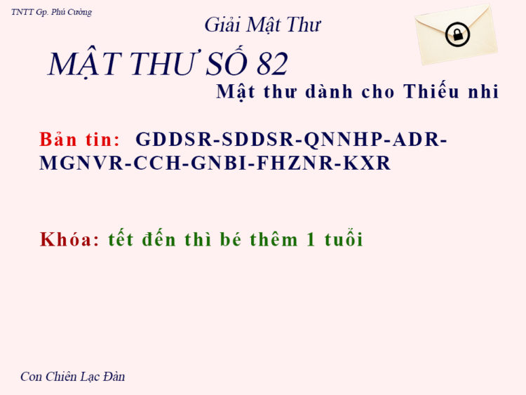 MẬT THƯ SỐ 82 - Thiếu Nhi Thánh Thể Giáo Phận Phú Cường