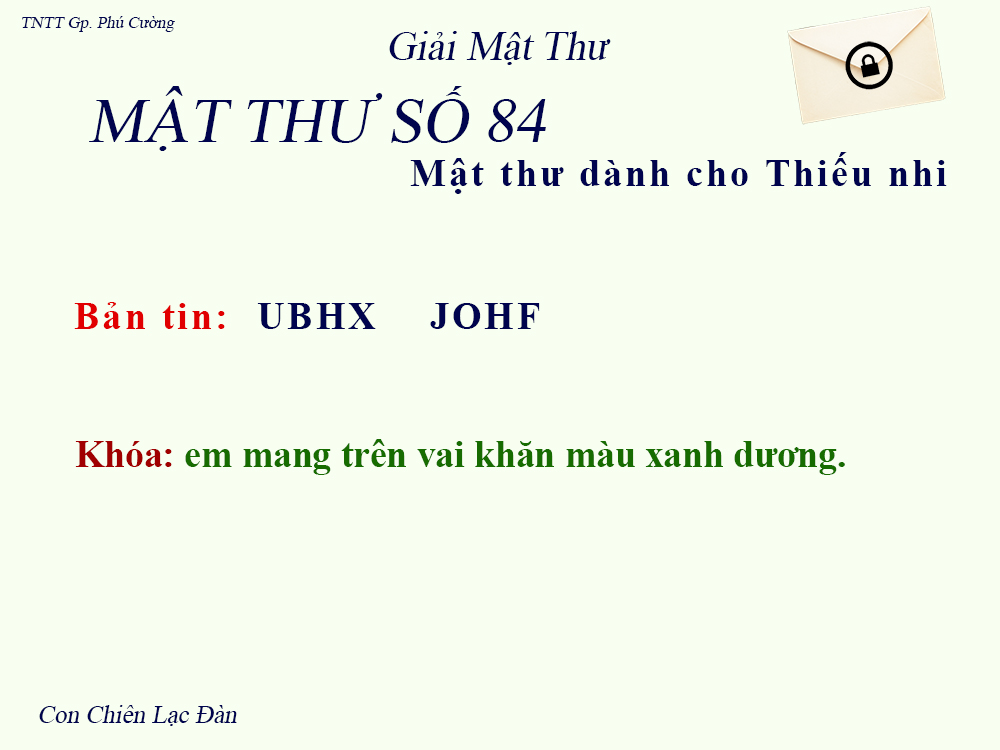 MẬT THƯ SỐ 84