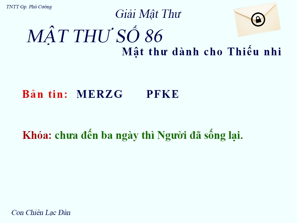 MẬT THƯ SỐ 86