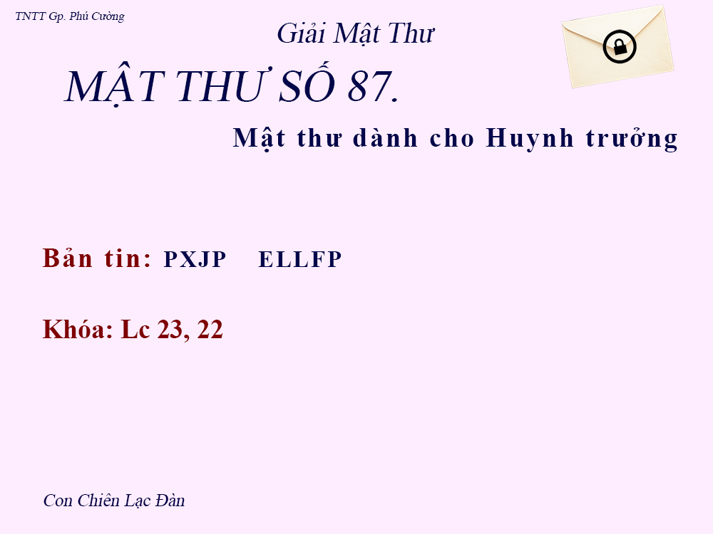 MẬT THƯ SỐ 87