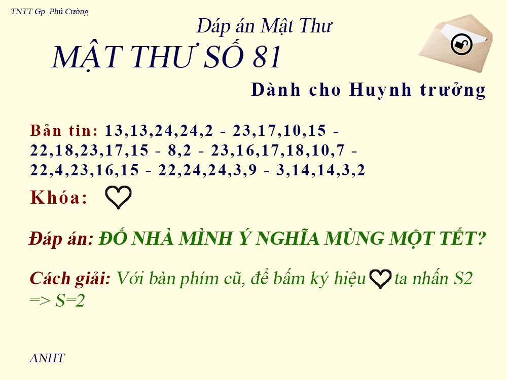 MẬT THƯ SỐ 81