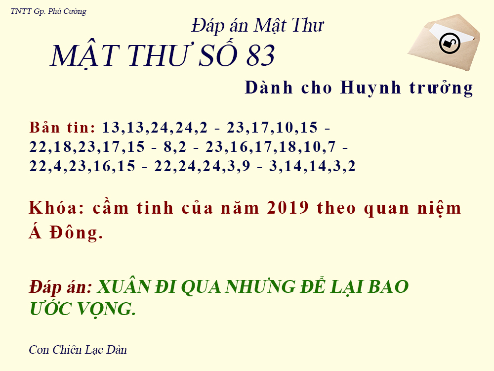 MẬT THƯ SỐ 83