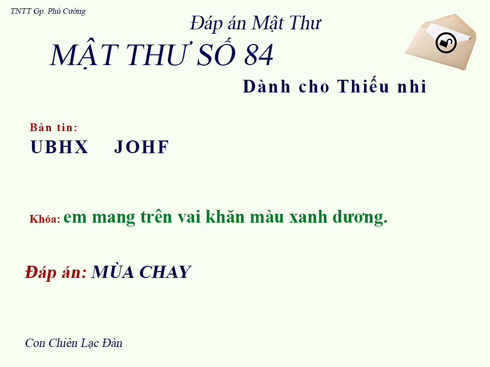 MẬT THƯ SỐ 84