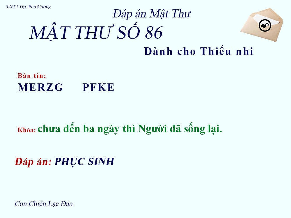 MẬT THƯ SỐ 86