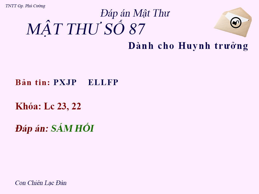 MẬT THƯ SỐ 87