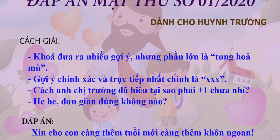 ĐÁP ÁN MẬT THƯ SỐ 01/2020 – HUYNH TRƯỞNG