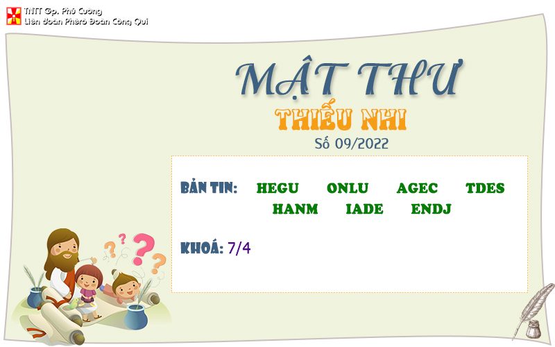 MẬT THƯ SỐ 09/2022 – DÀNH CHO THIẾU NHI