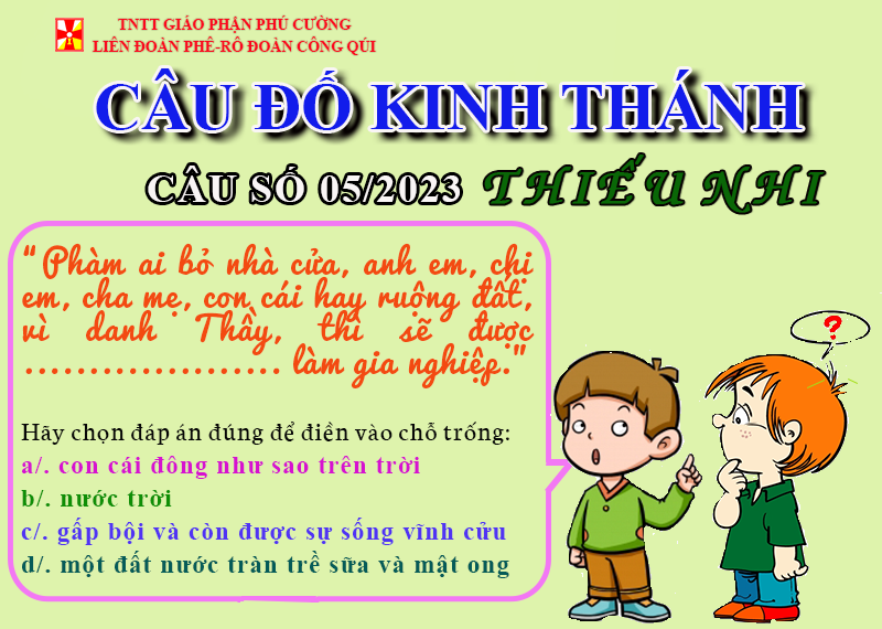 CÂU SỐ 05/2023 – DÀNH CHO THIẾU NHI