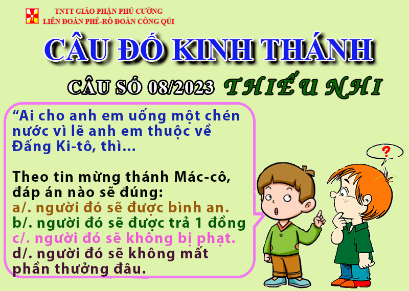 CÂU SỐ 08/2023 – DÀNH CHO THIẾU NHI