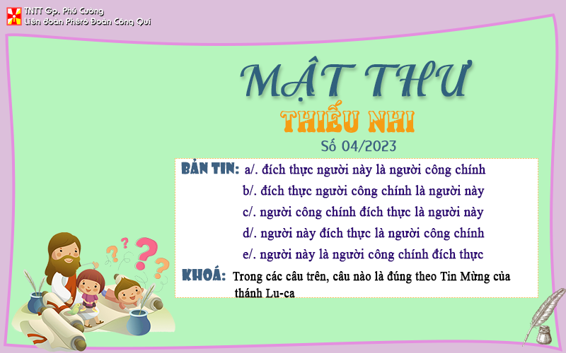 MẬT THƯ SỐ 04/2023 – DÀNH CHO THIẾU NHI