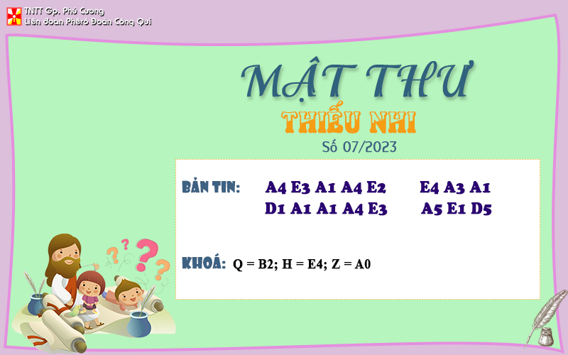 MẬT THƯ SỐ 07/2023 – DÀNH CHO THIẾU NHI