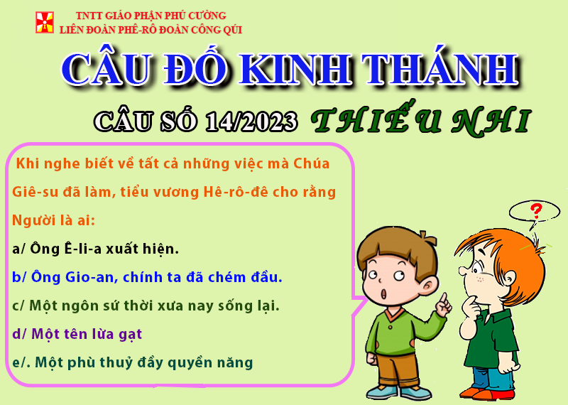 CÂU SỐ 14/2023 – DÀNH CHO THIẾU NHI
