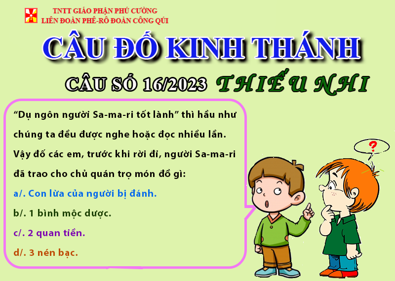 CÂU SỐ 16/2023 – DÀNH CHO THIẾU NHI