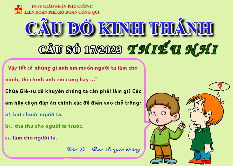 CÂU SỐ 17/2023 – DÀNH CHO THIẾU NHI