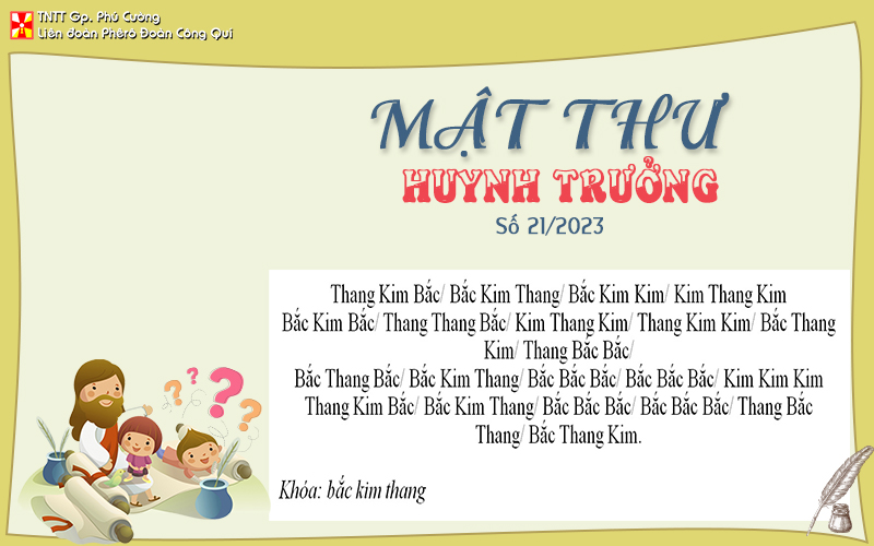 MẬT THƯ SỐ 21/2023 – DÀNH CHO HUYNH TRƯỞNG