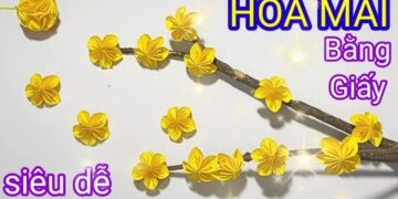 LÀM CÀNH HOA MAI VÀ QUẢ CẦU HOA MAI BẰNG GIẤY MÀU