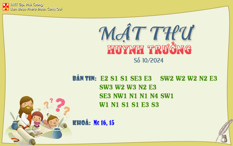 MẬT THƯ SỐ 10/2024 – DÀNH CHO HUYNH TRƯỞNG