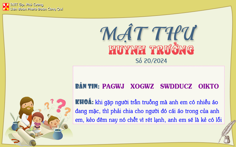 MẬT THƯ SỐ 20/2024 – DÀNH CHO HUYNH TRƯỞNG