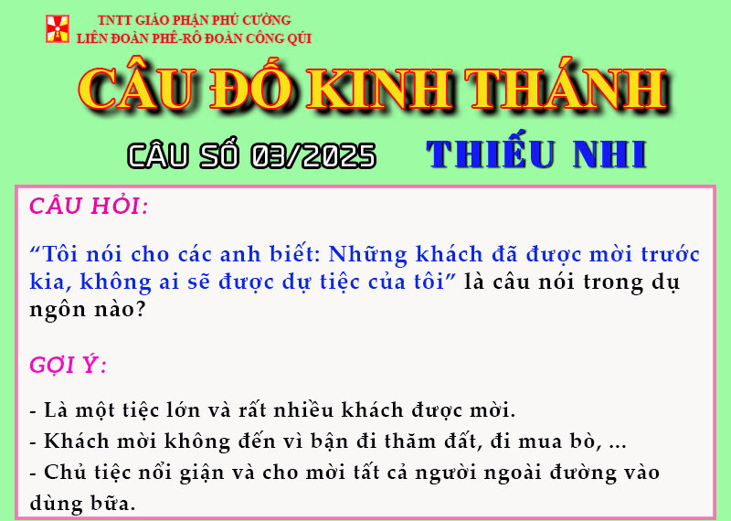 CÂU SỐ 03/2025 – DÀNH CHO THIẾU NHI