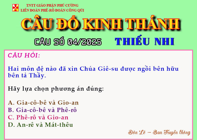 CÂU SỐ 04/2025 – DÀNH CHO THIẾU NHI