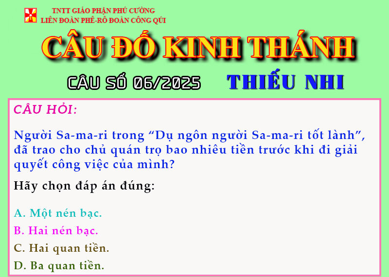 CÂU SỐ 06/2025 – DÀNH CHO THIẾU NHI