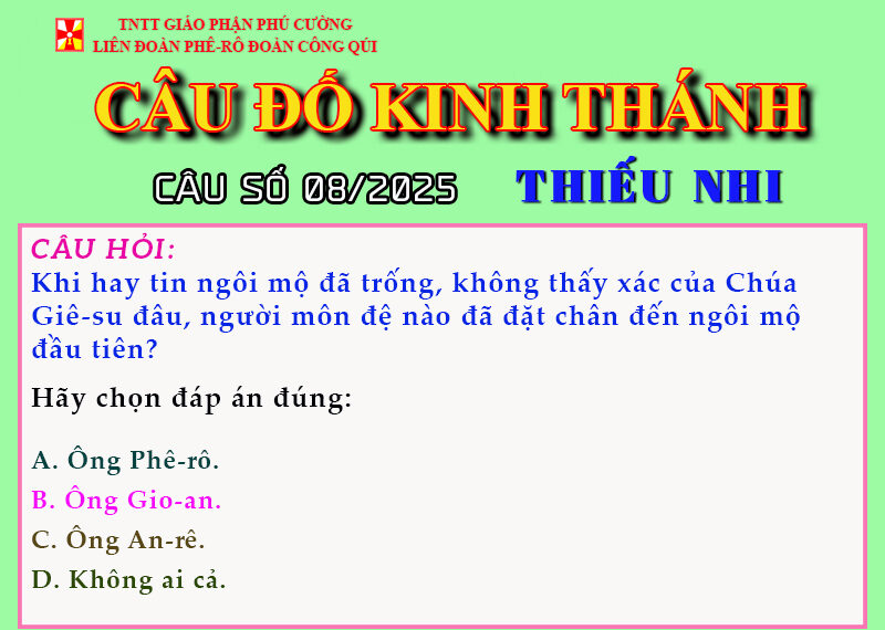 CÂU SỐ 08/2025 – DÀNH CHO THIẾU NHI