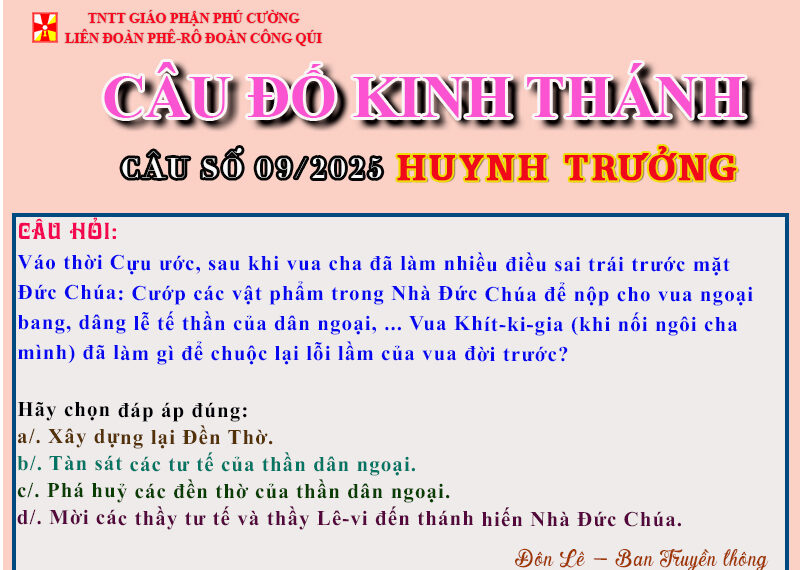 CÂU SỐ 09/2025 – DÀNH CHO HUYNH TRƯỞNG